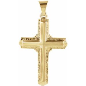 14K White Gold 26x18 mm Cross Pendant