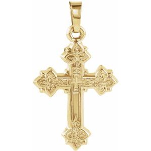 14K Yellow Gold 20x16 mm Hollow Cross Pendant