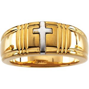10K Yellow/White Gold Cross Band