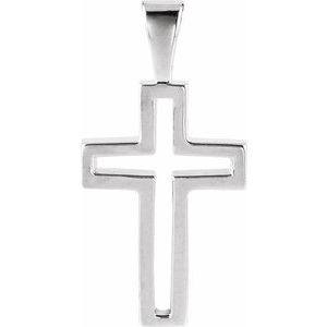 14K White Gold Cross Pendant