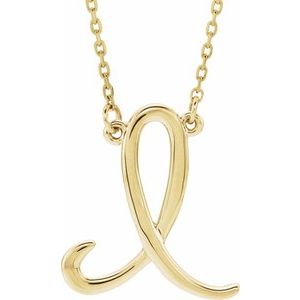 14K Yellow Gold Script Initial I 16" Necklace