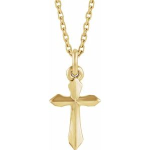 14K Yellow Gold Cross 18" Necklace