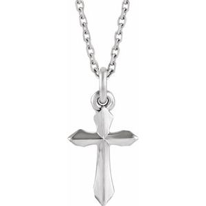 14K White Gold Cross 18" Necklace