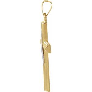 14K Yellow/White Gold 25x16 mm Cross Pendant