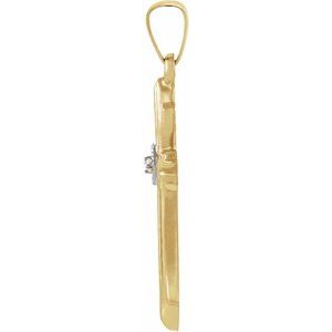 14K Yellow Gold 22.5x15.5 mm .01 CT Natural Diamond Cross Pendant