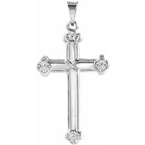 14K White Gold 25x16 mm Cross Pendant