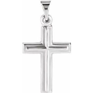 14K White Gold 17x12 mm Cross Pendant