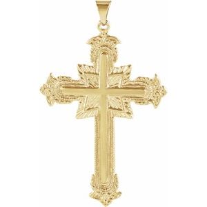 14K Yellow Gold 47x31 mm Cross Pendant