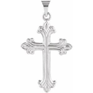 14K White Gold 24x17.5 mm Cross Pendant