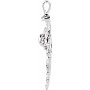 14K White Gold Nail Design Cross Pendant