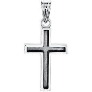 14K White Gold 20x13 mm Cross Pendant