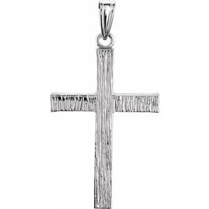 14K White Gold 30x20 mm Cross Pendant