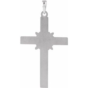 14K White Gold 32.5x19.5 mm Cross Pendant