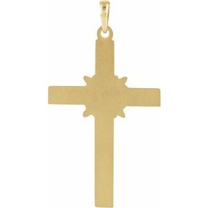 14K Yellow Gold 32.5x19.5 mm Cross Pendant