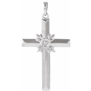 14K White Gold 32.5x19.5 mm Cross Pendant