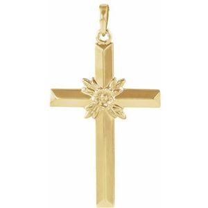 14K White Gold 32.5x19.5 mm Cross Pendant