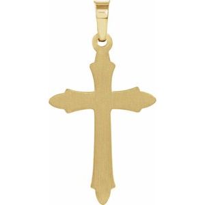 14K Yellow Gold 22.5x15.5 mm .01 CT Natural Diamond Cross Pendant