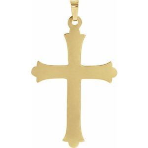 14K Yellow Gold 33x23.5 mm Hollow Cross Pendant