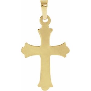 14K Yellow Gold 20x14.5 mm Hollow Cross Pendant