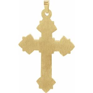 14K Yellow Gold 33x25 mm Hollow Cross Pendant