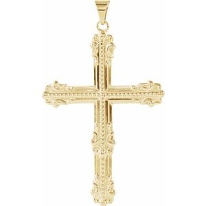 14K Yellow Gold 47x31.5 mm Cross Pendant
