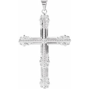 14K White Gold 48x32.5 mm Cross Pendant