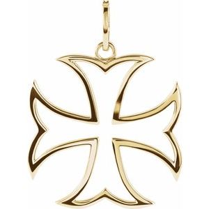 14K Yellow Gold 3/4 CTW Natural Diamond Maltese Cross Pendant