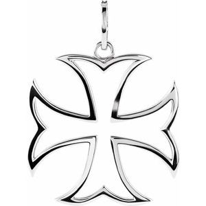 14K White Gold 3/4 CTW Natural Diamond Maltese Cross Pendant