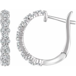 14K White Gold 5/8 CTW Natural Diamond Hoop Earrings