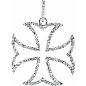 14K Yellow Gold 3/4 CTW Natural Diamond Maltese Cross Pendant