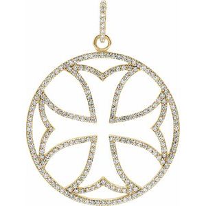 14K White Gold 1 1/8 CTW Natural Diamond Cross Pendant
