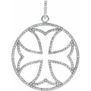 14K White Gold 1 1/8 CTW Natural Diamond Cross Pendant