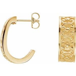14K Yellow Gold J-Hoop Earrings