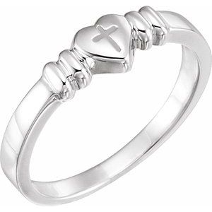 10K White Gold Heart & Cross Chastity Ring
