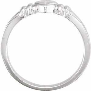 14K White Gold Heart & Cross Chastity Ring