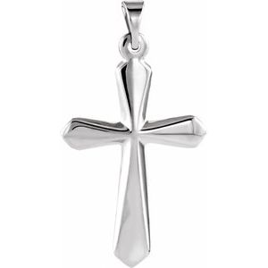14K White Gold 22.5x16 mm Cross Pendant