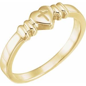 10K Yellow Gold  Heart & Cross Chastity Ring