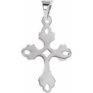14K White Gold Cross Pendant
