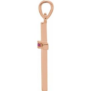 14K Rose Gold Natural Ruby Cross Pendant