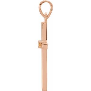 14K Rose Gold Natural Citrine Cross Pendant