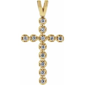 14K Yellow Gold .18 CTW Natural Diamond Cross Pendant