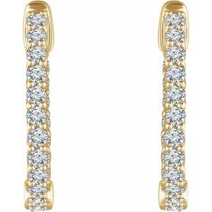 14K Yellow Gold 1 CTW Natural Diamond Inside-Outside 20.1 mm Hoop Earrings