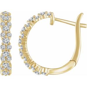 14K Yellow Gold 5/8 CTW Natural Diamond Hoop Earrings