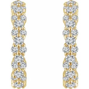 14K Yellow Gold 5/8 CTW Natural Diamond Hoop Earrings