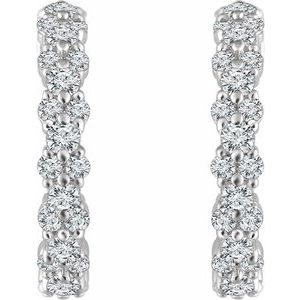14K White Gold 5/8 CTW Natural Diamond Hoop Earrings