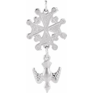 14K White Gold 24.5x12 mm Huguenot Cross Pendant