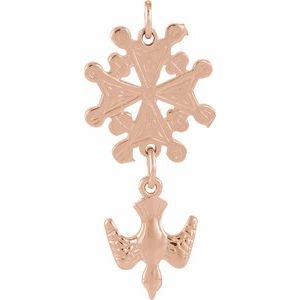 14K Rose Gold 24.5x12 mm Huguenot Cross Pendant