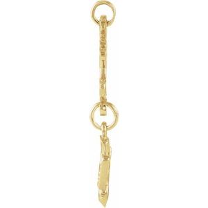 14K Yellow Gold 24.5x12 mm Huguenot Cross Pendant