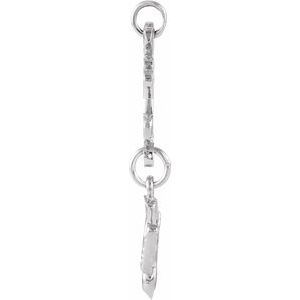 14K White Gold 24.5x12 mm Huguenot Cross Pendant