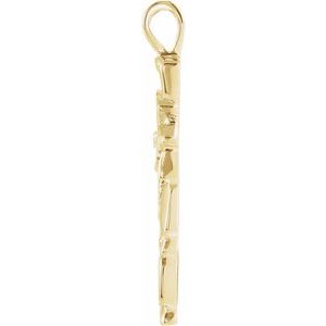 18K Yellow Gold Nugget Cross Pendant